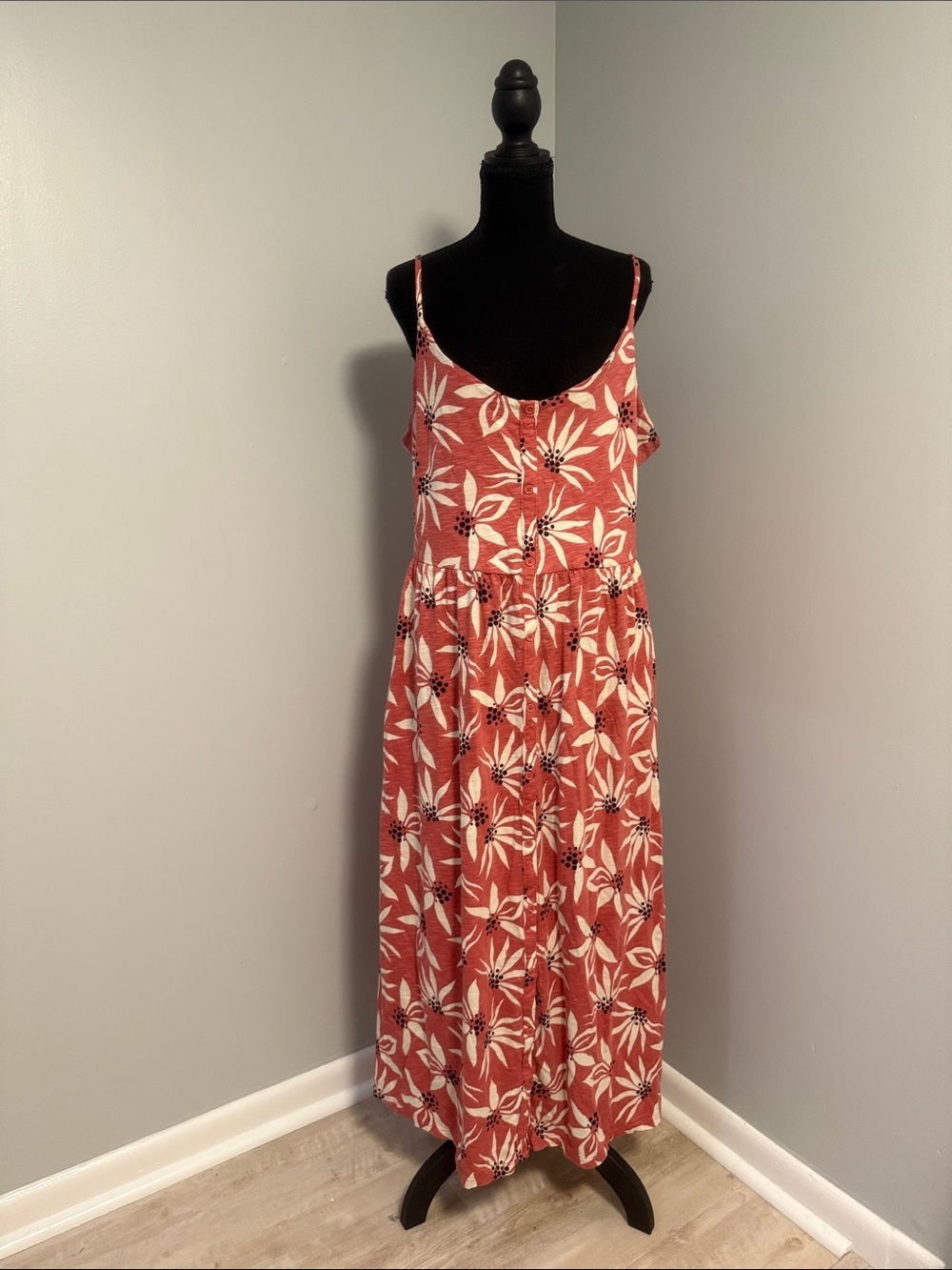 Market & Spruce Rust Floral Spaghetti-Strap Maxi Dress